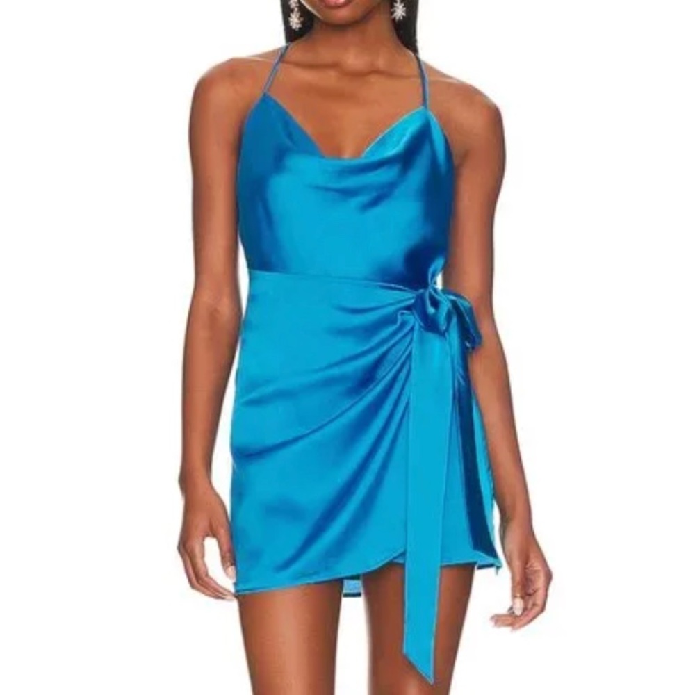 Show Me Your MuMu Vibrant Blue Satin Mini Dress